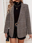 Danielle | Plaid Button-Front Blazer Jacket with Long Sleeves