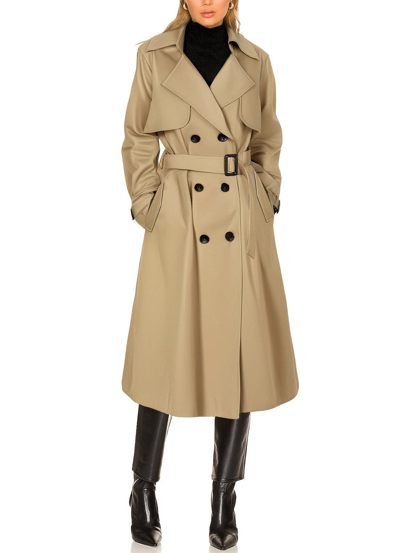 Caitlyn | Elegant Longline Office Trench Coat – Sophisticated, Tailored Outerwear