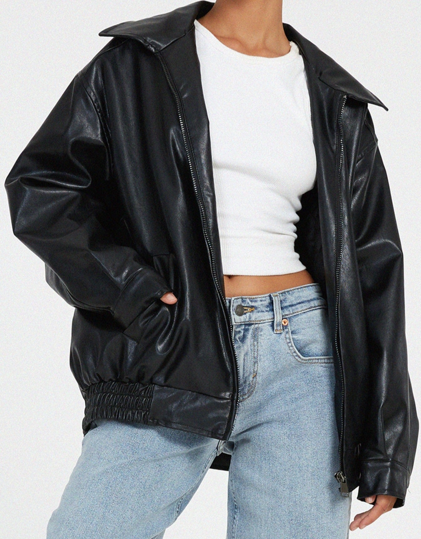 Ruby| Oversized Bomber Jacket - Leather Outerwear