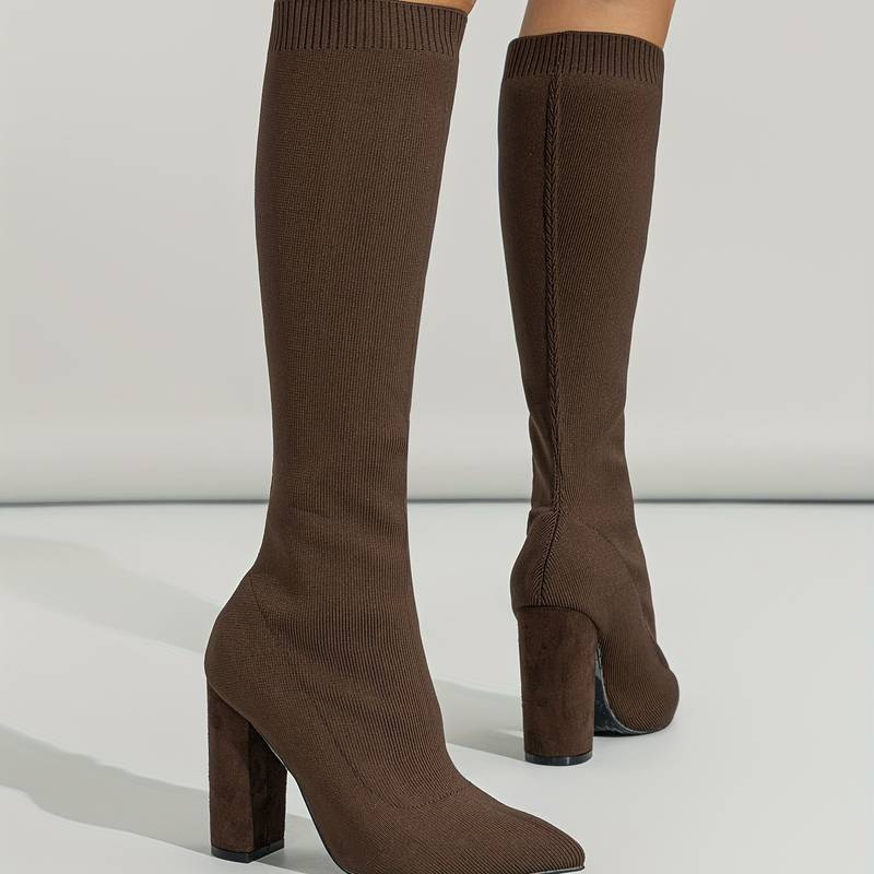 Addison | Knitted Sock Boots with a Sleek Block Heel