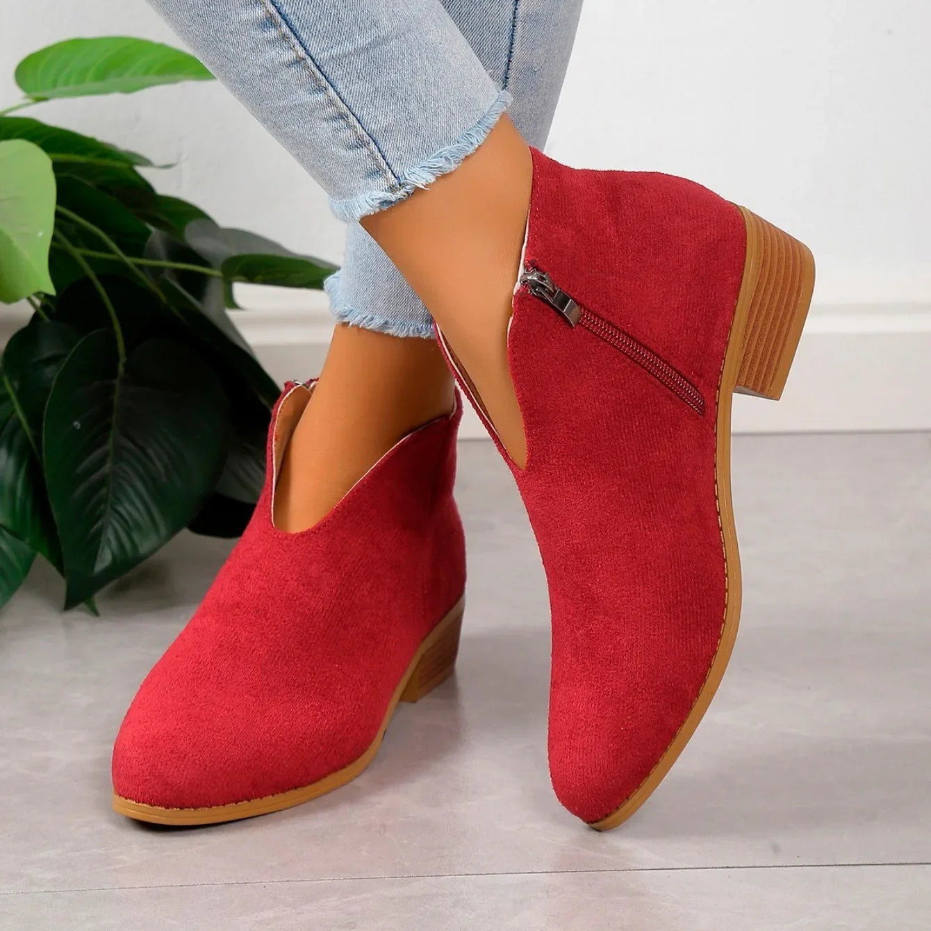 Camille | Leopard-Print Ankle Boots with Zipper – Chic, Easy-On Style