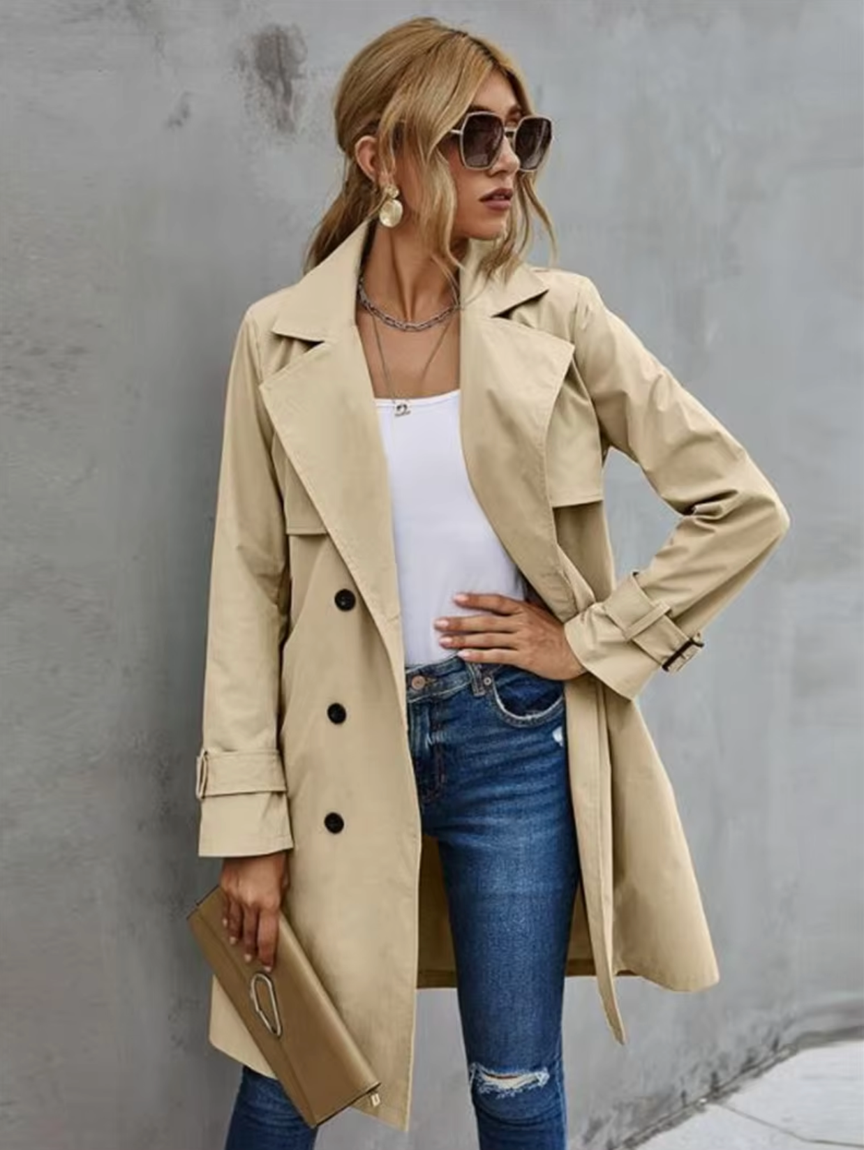 Beatrice | Chic Double-Breasted Belted Trench Coat