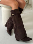 Emily | Sleek Leather Thigh-High Boots with Buckle Detail