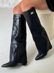 Emily | Sleek Leather Thigh-High Boots with Buckle Detail