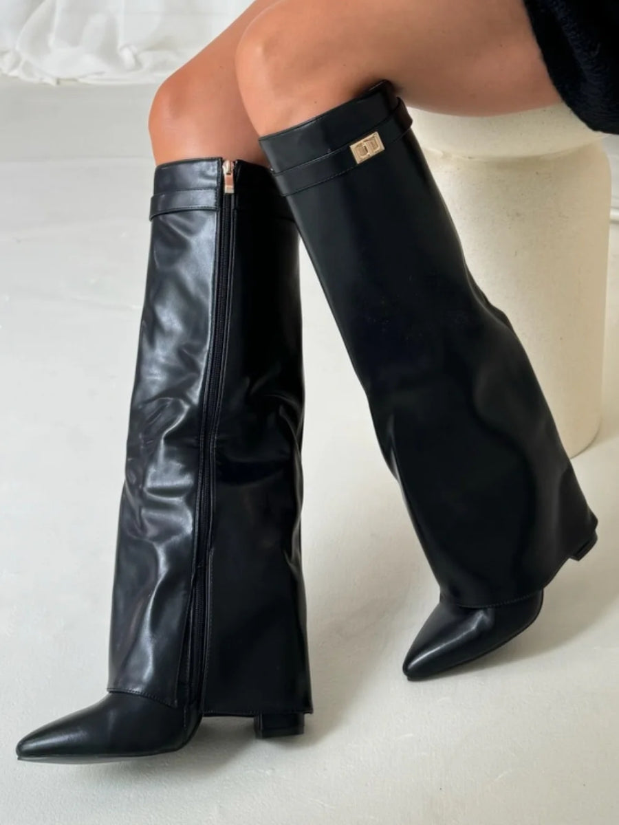 Daisy | Winter Zip-Up Slouchy High Heel Boots - Cozy, Chic Cold-Weather Style
