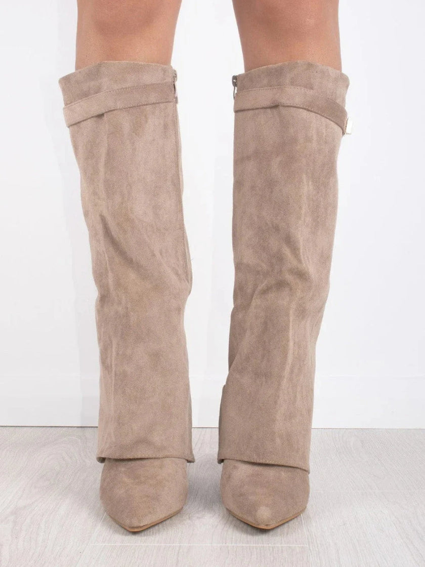 Emily | Sleek Leather Thigh-High Boots with Buckle Detail
