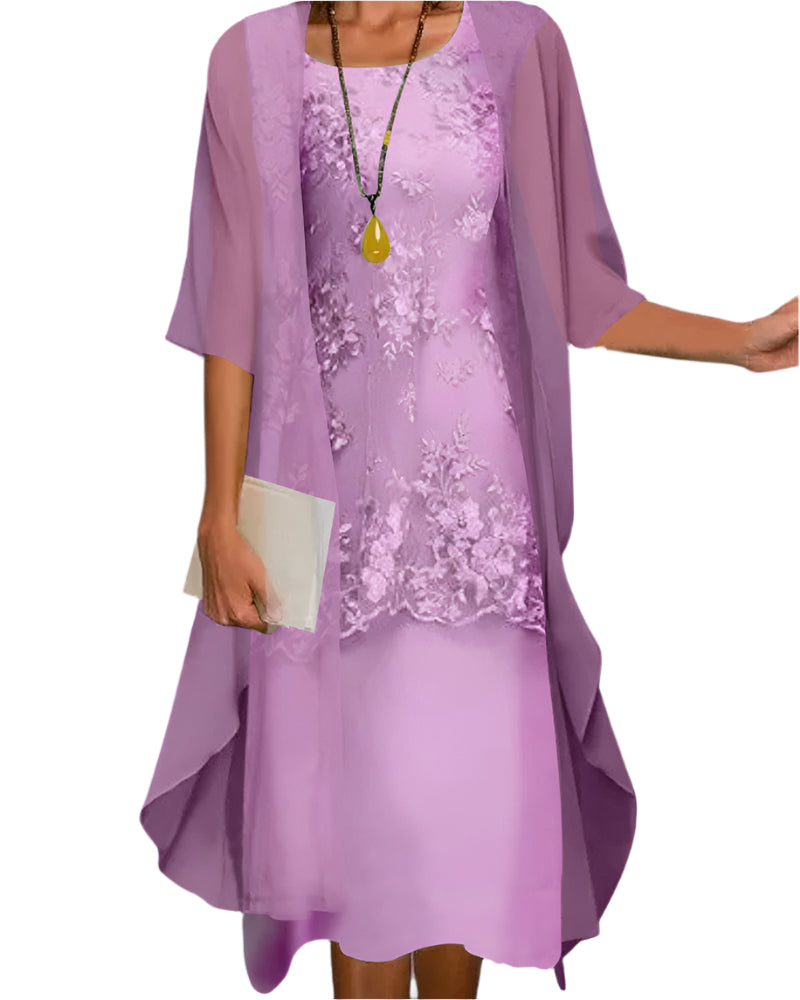 Ivy | Flowing Sheer-Sleeve Midi Dress