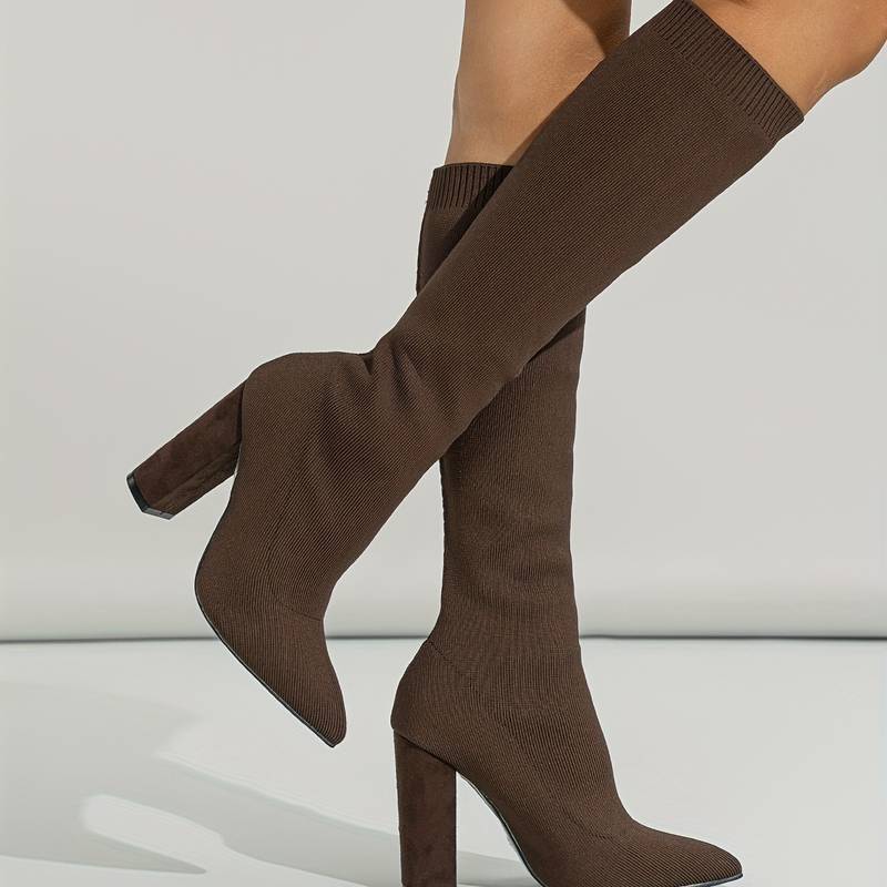 Addison | Knitted Sock Boots with a Sleek Block Heel