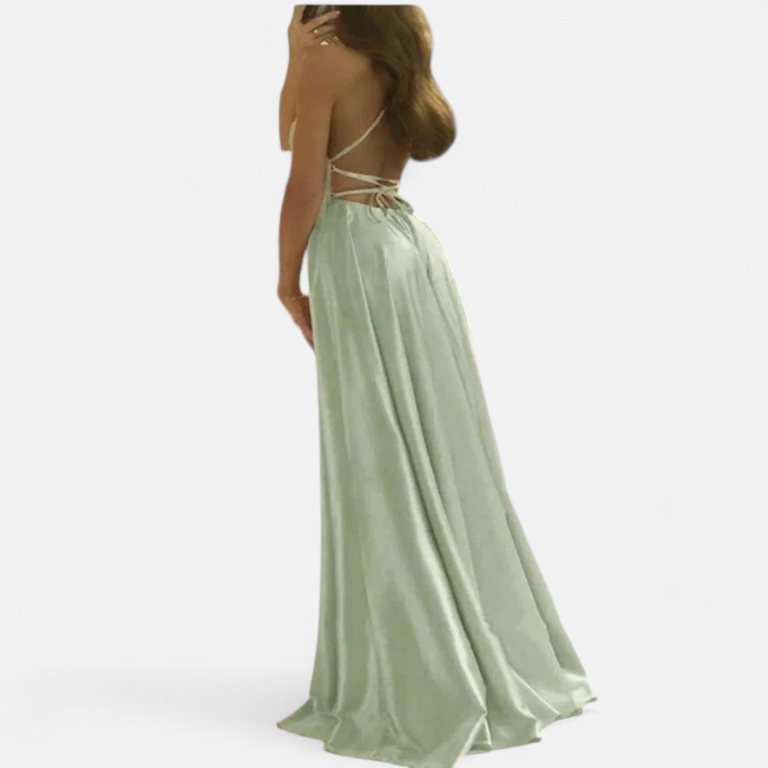 Gabrielle | Modern-Fit Satin Slit Maxi Dress - Sleek, Glamorous Evening Essential