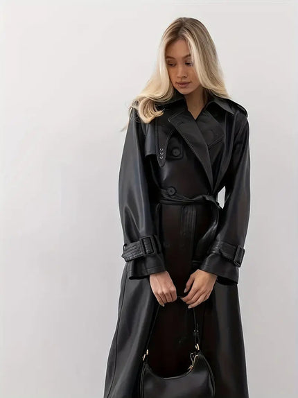 Eleanor | Elegant Long Belted Double-Breasted Trench Coat