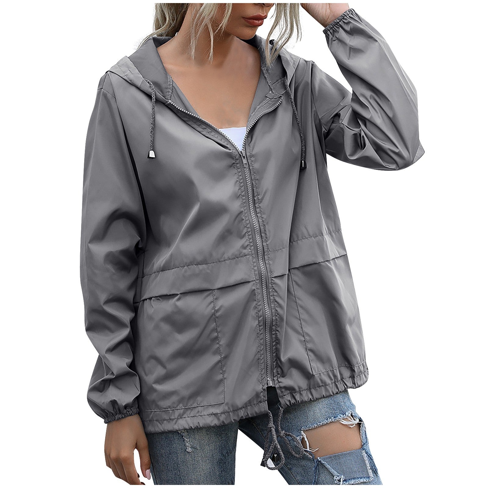 Nicole | Casual Hooded Zip-Up Windbreaker Jacket – Lightweight Everyday Essential