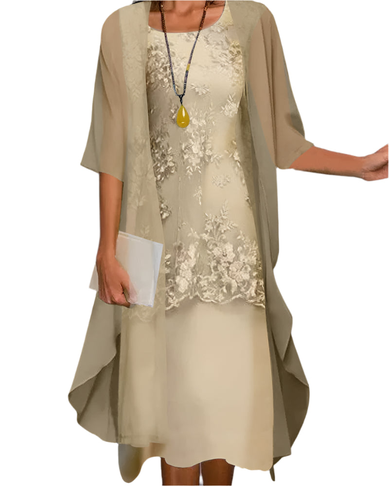 Ivy | Flowing Sheer-Sleeve Midi Dress