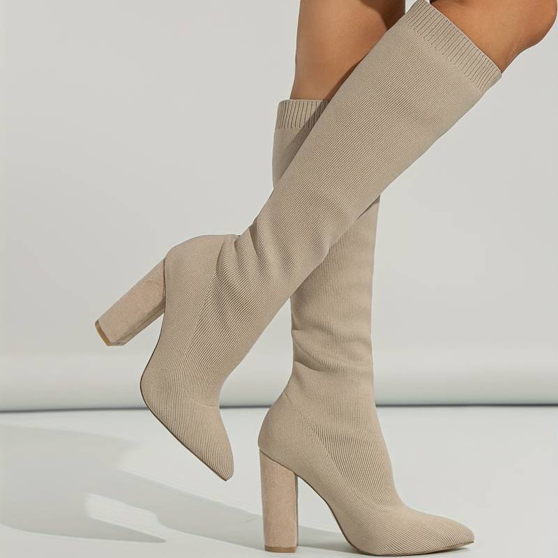 Addison | Knitted Sock Boots with a Sleek Block Heel