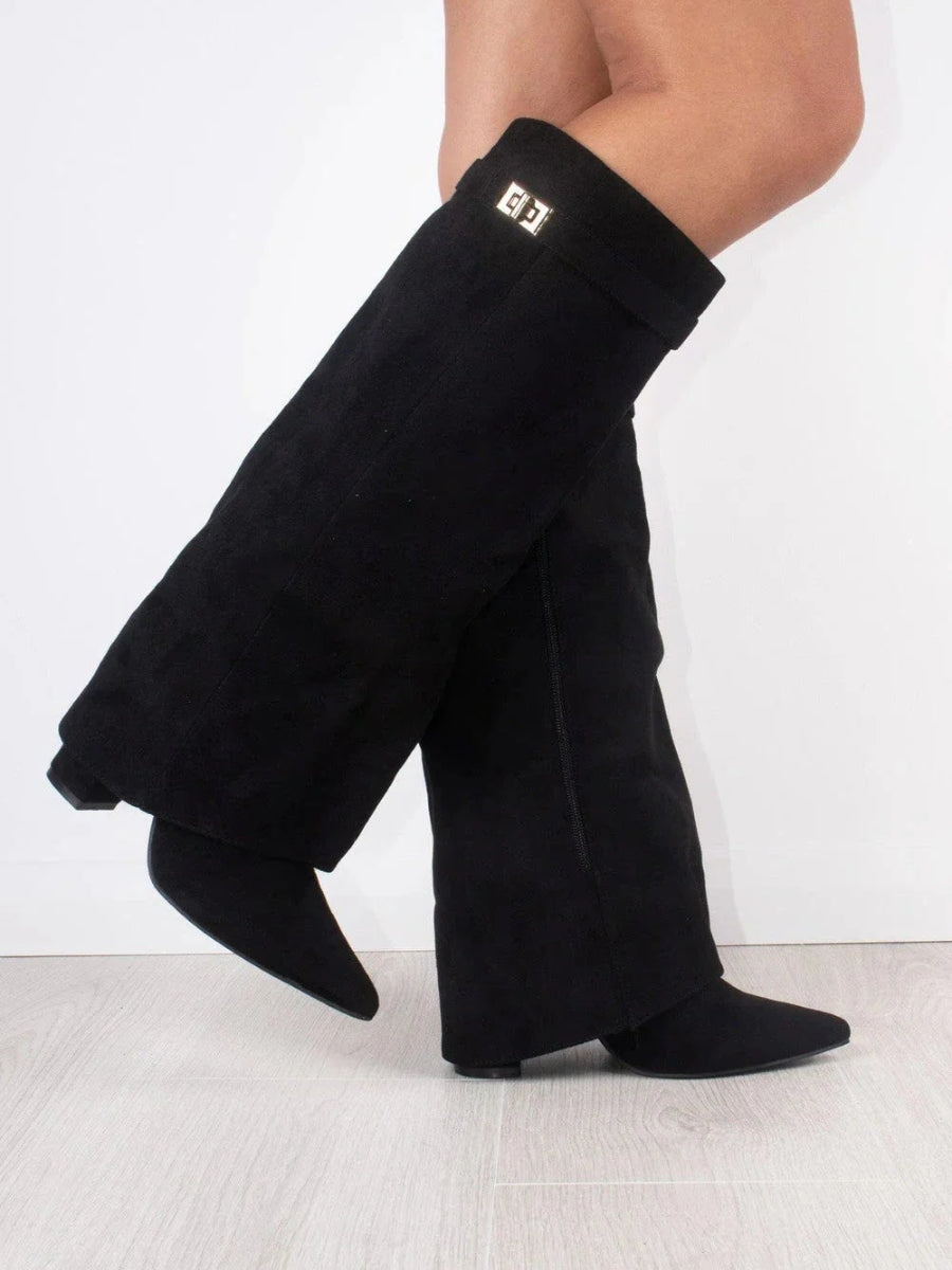Daisy | Winter Zip-Up Slouchy High Heel Boots - Cozy, Chic Cold-Weather Style