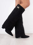 Emily | Sleek Leather Thigh-High Boots with Buckle Detail