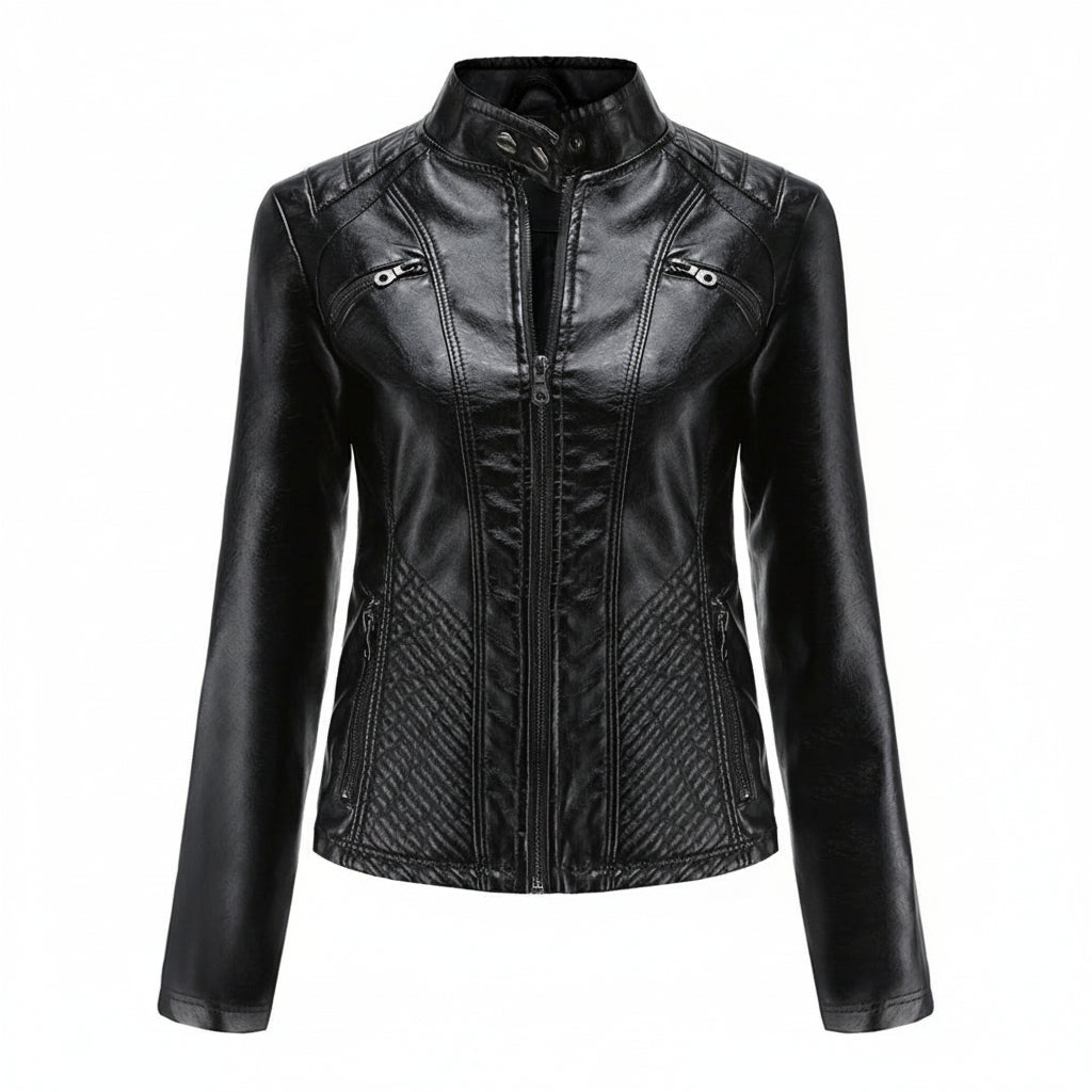 Heather | Classic Zip-Up Biker Jacket – Timeless Style with Modern Edge