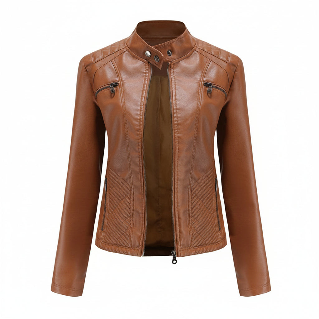 Heather | Classic Zip-Up Biker Jacket – Timeless Style with Modern Edge