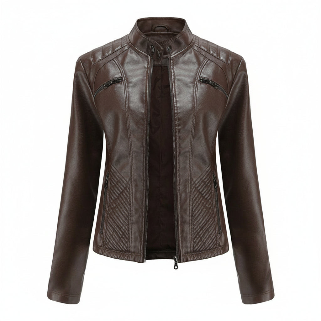 Heather | Classic Zip-Up Biker Jacket – Timeless Style with Modern Edge