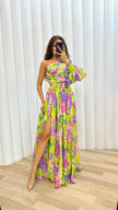 Ashley | One-Shoulder Floral Maxi Dress with a Side Slit