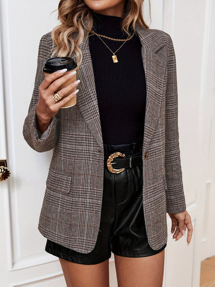 Danielle | Plaid Button-Front Blazer Jacket with Long Sleeves