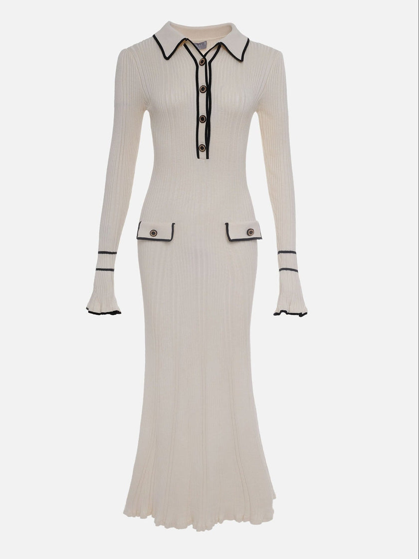 Delilah | Spring Ribbed Button-Front Midi Dress