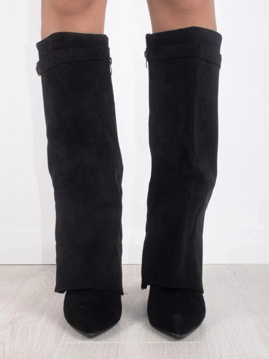 Daisy | Winter Zip-Up Slouchy High Heel Boots - Cozy, Chic Cold-Weather Style