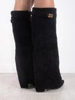 Emily | Sleek Leather Thigh-High Boots with Buckle Detail