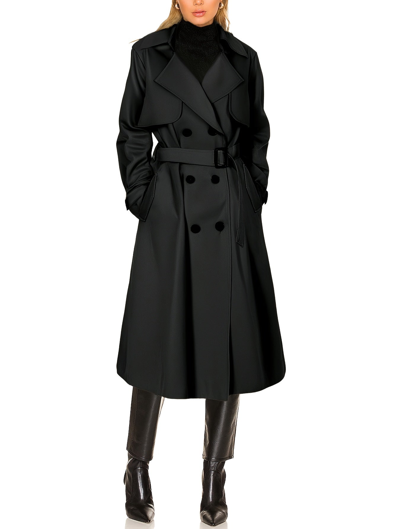 Caitlyn | Elegant Longline Office Trench Coat – Sophisticated, Tailored Outerwear