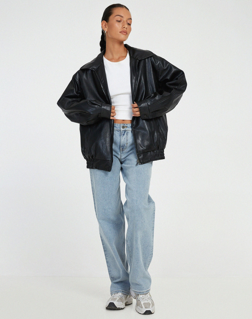 Ruby| Oversized Bomber Jacket - Leather Outerwear