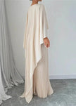 Amelia | Elegant Pleated Cape Overlay Maxi Dress