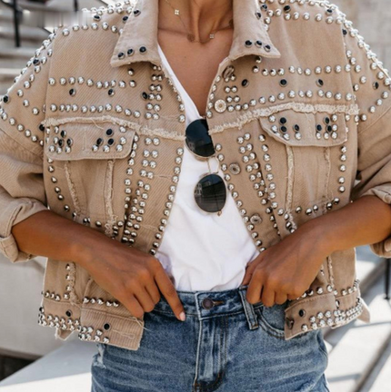 Rachel | Studded Cropped Casual Jacket - Edgy, Short & Chic