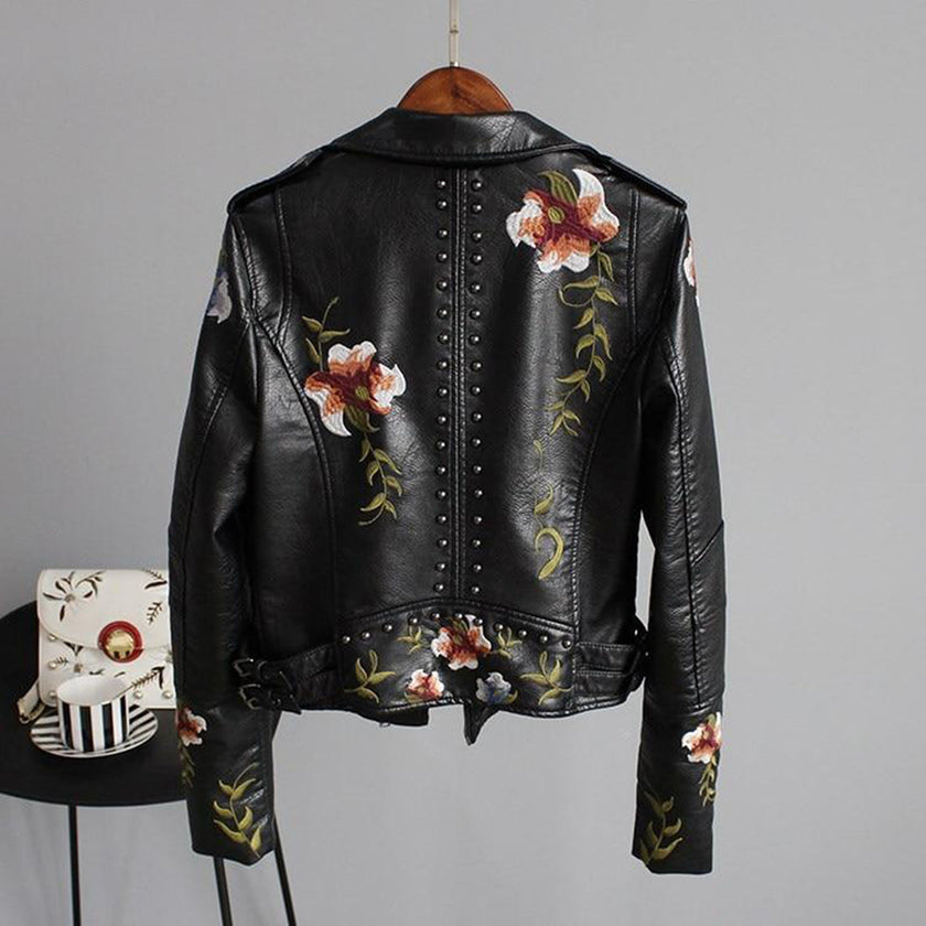 Jocelyn | Floral-Print Zip-Up Biker Jacket