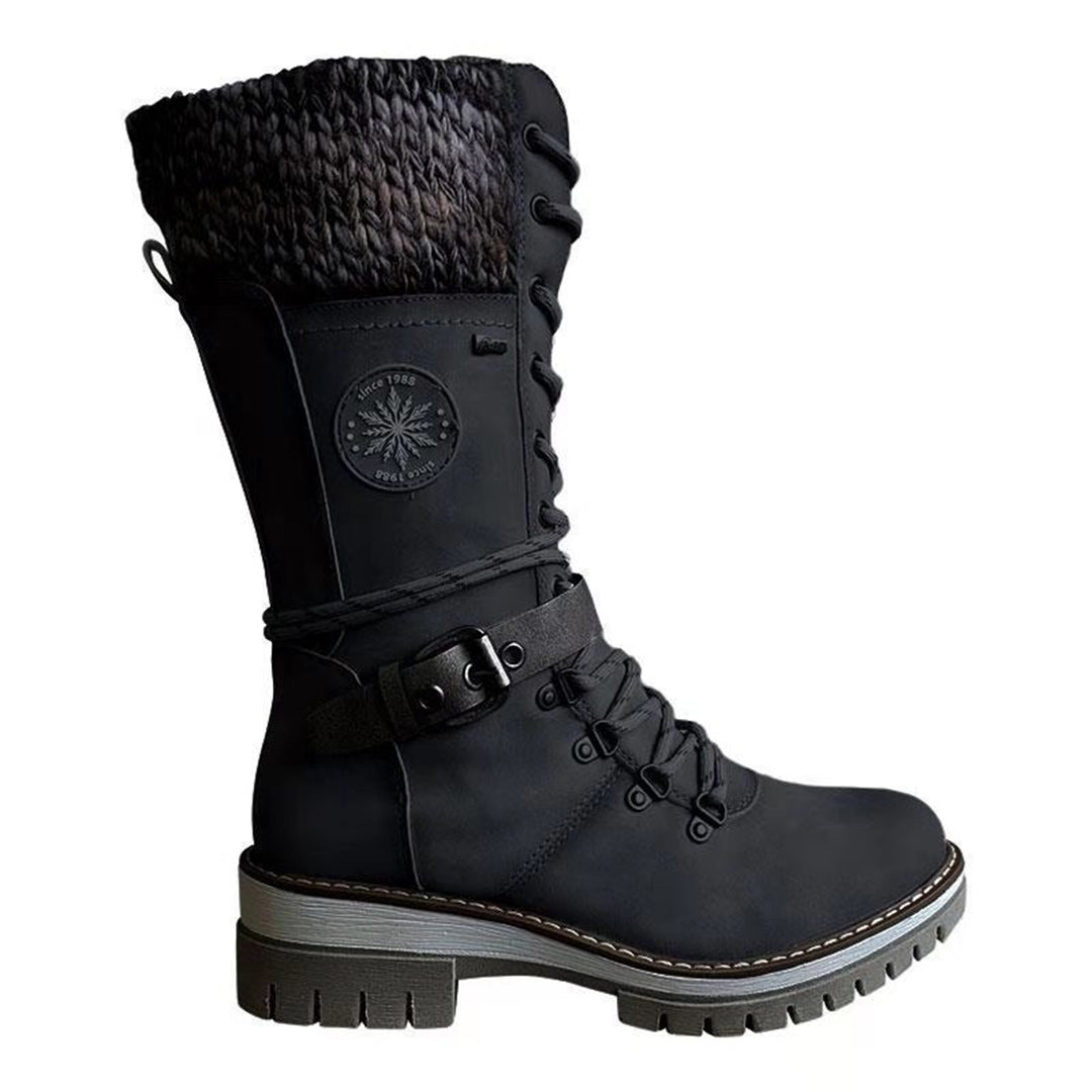 Brooklyn | Lace-Up Winter Boots with Cozy Knit Cuff