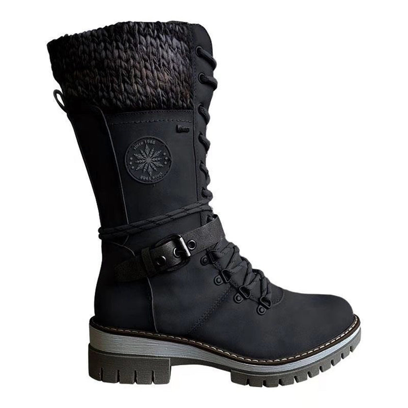 Brooklyn | Lace-Up Winter Boots with Cozy Knit Cuff