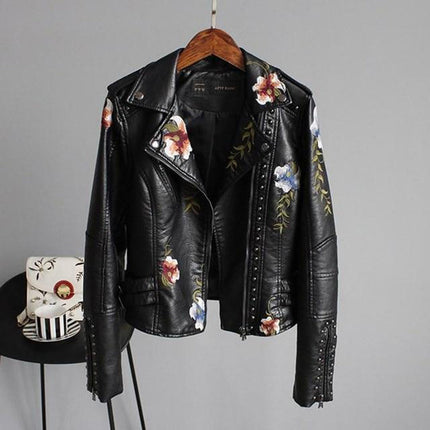 Jocelyn | Floral-Print Zip-Up Biker Jacket