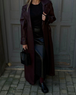 Ava | Winter Leather Maxi Trench Coat – Luxe Leather, Full-Length Warmth for Winter