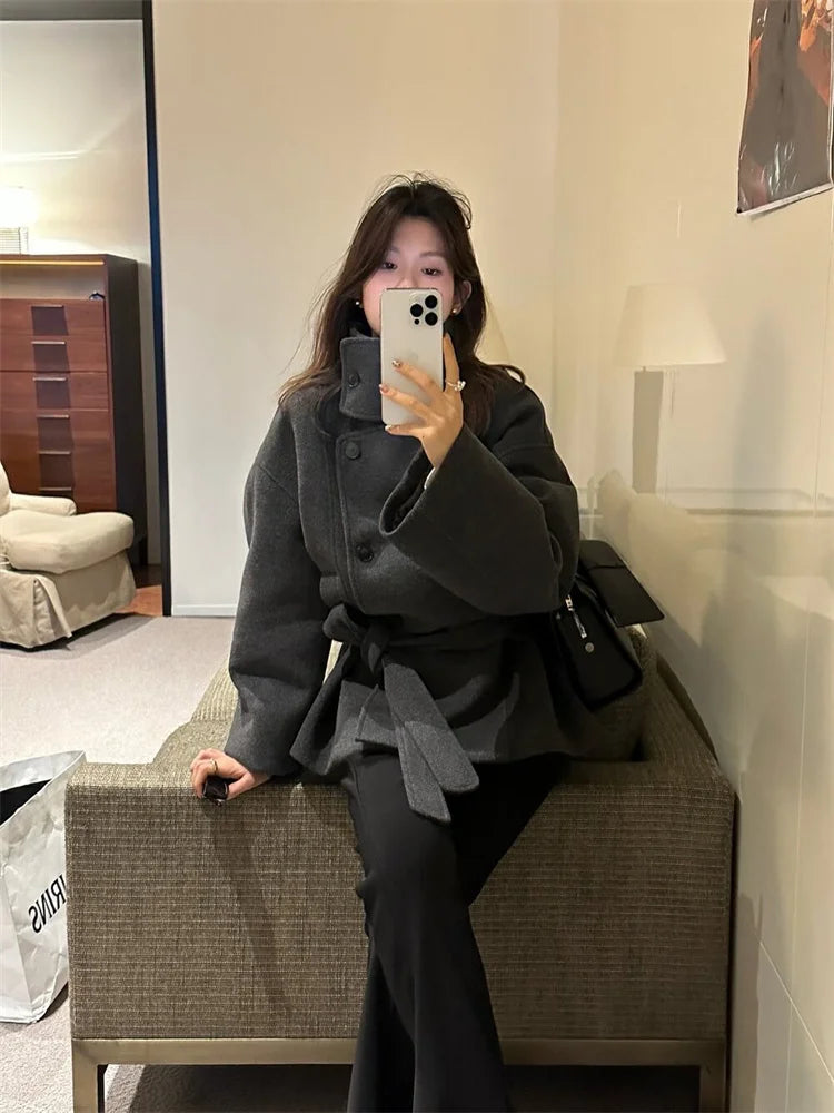 Amelia | Winter Textured Coat with a Stylish High Collar