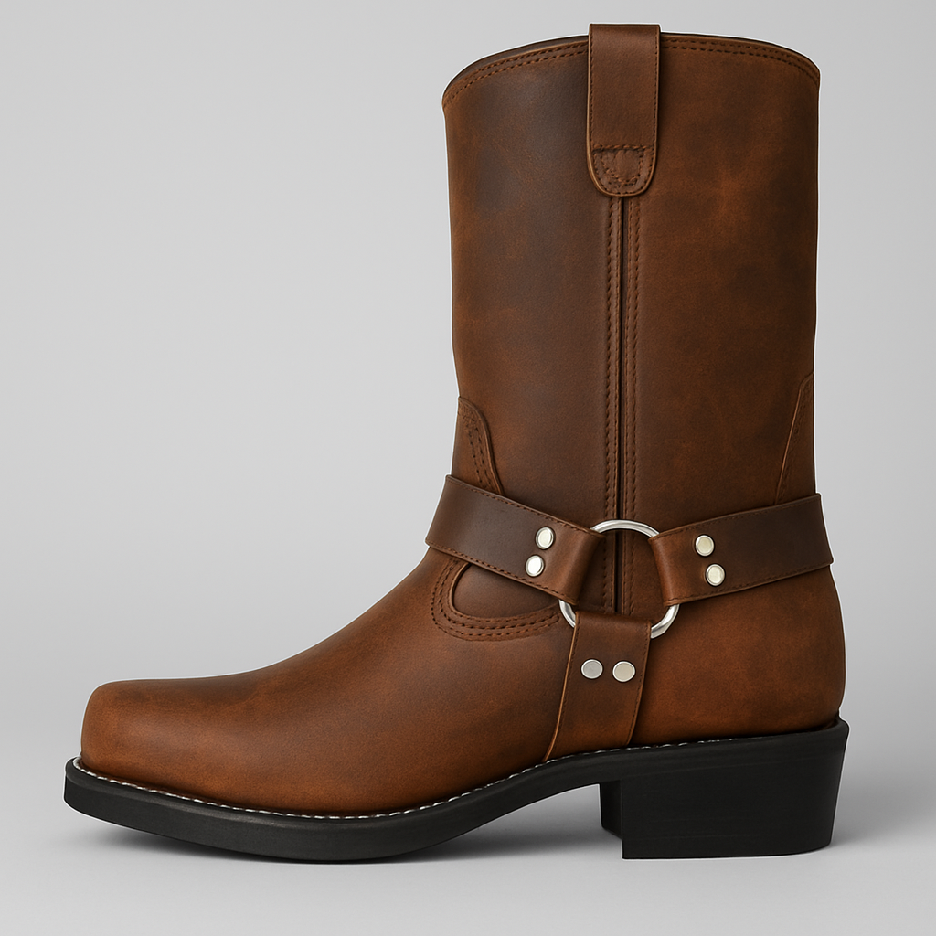 Brooklyn | Winter Leather Cowboy Boots with Buckle – Sleek, Durable Western Style