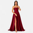 Gabrielle | Modern-Fit Satin Slit Maxi Dress - Sleek, Glamorous Evening Essential