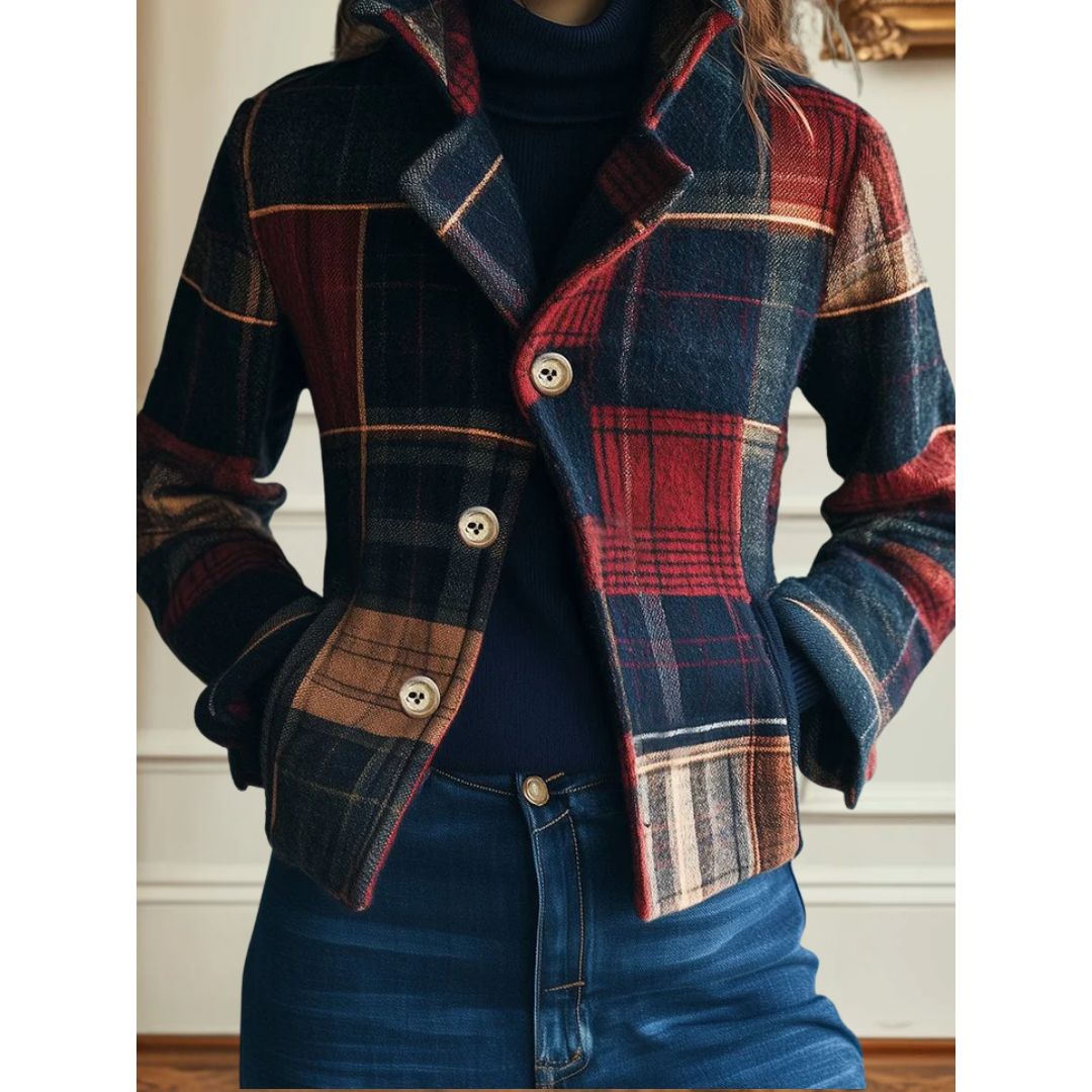 Classic Plaid Women's Jacket with Tailored Fit | Elegant Layer for Everyday Style 0