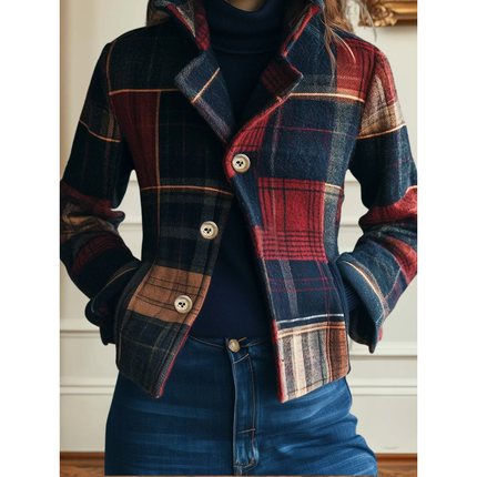 Classic Plaid Women's Jacket with Tailored Fit | Elegant Layer for Everyday Style 0