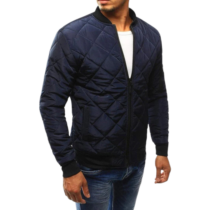 Classic Quilted Bomber Jacket for Men with Ribbed Cuffs | Stylish and Versatile Outerwear 0