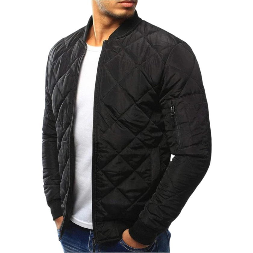 Classic Quilted Bomber Jacket for Men with Ribbed Cuffs | Stylish and Versatile Outerwear 2