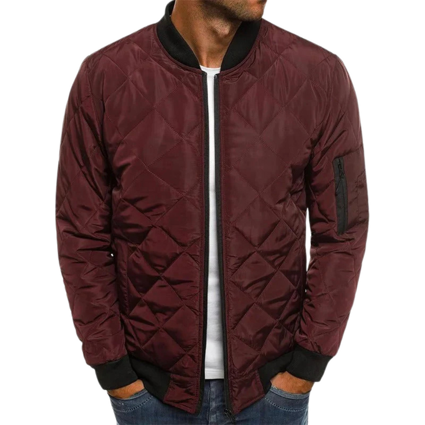 Classic Quilted Bomber Jacket for Men with Ribbed Cuffs | Stylish and Versatile Outerwear 6
