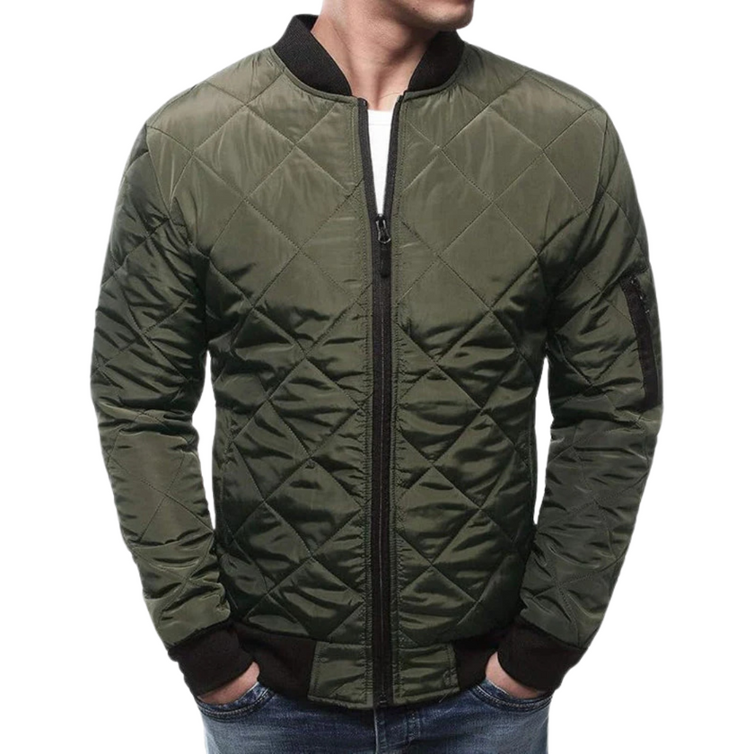 Classic Quilted Bomber Jacket for Men with Ribbed Cuffs | Stylish and Versatile Outerwear 8
