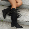 Bella | Fringe High Heel Boots with Studs - Glamorous, Edgy Style