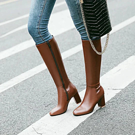 Claire | Knee-High Heeled Boots - Chic, Timeless Style