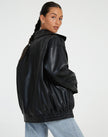 Ruby| Oversized Bomber Jacket - Leather Outerwear