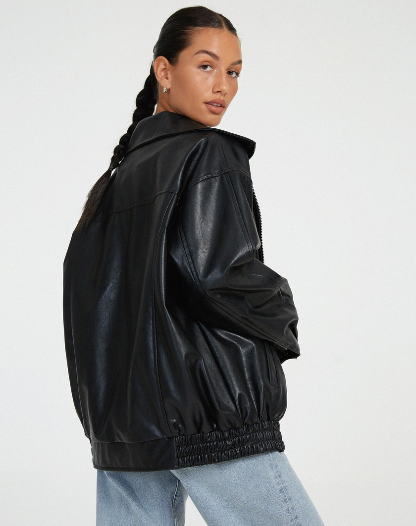 Ruby| Oversized Bomber Jacket - Leather Outerwear