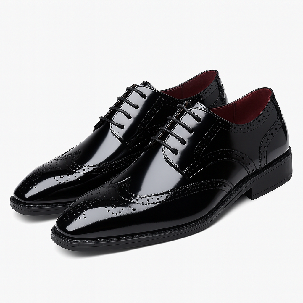 Elegant Footwear | Glossy Wingtip Brogues for Men with Classic Detailing | Refined Style for Formal Occasions 3